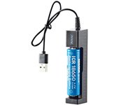 Cargador inteligente universal USB de una sola ranura, 18650, 16650, 21700, 26650, cargador de litio, linterna, juguete, banco de energía de iluminación de 3,7 V-4,2 V negro