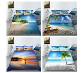 Funda de almohada Funda de colcha de playa 2 o 3 piezas Dormitorio familiar Juego de ropa de cama individual Cama doble Tamaño completo lavable Ropa de cama doméstica suave DE 100x135cm