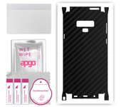 apgo Protective Skin Sticker for the back+sides compatible with Samsung Galaxy Note 9, Full Wrap Film, Foil, Vinyl - Pattern Carbon Black
