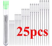 (SU)25PCS 5 tamaños Big Eye Máquina de coser Universal Regular Útil Agujas de Coser One size plata