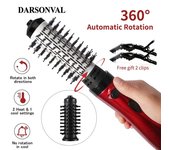 DARSONVAL-cepillo secador de pelo 3 en 1, cepillo de aire caliente giratorio automático, peine eléctrico, cepillo aniónico multifunción, rizador de cabello rojo