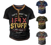 Camiseta para hombre Camisetas Texto gráfico Negro Verde militar Piscina Gris oscuro Impresión 3D Calle Casual Manga corta con botones Ropa estampada Básica XL negro