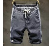 Pantalones cortos vaqueros holgados de moda para hombre: pantalones casuales de cinco puntos de estilo veraniego L negro