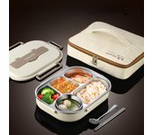 Fiambrera de acero inoxidable 304 con compartimentos, sellada, portátil, aislante, para calentar en microondas, ideal para adultos.