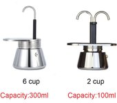 Cafetera Moka de doble tubo de acero inoxidable 304, cafetera italiana, Mini cafetera Espresso manual, aparato para café, olla de cocina 50ml