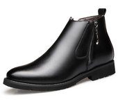 Botas Chelsea de piel auténtica para hombre, zapatos de invierno de felpa cálidos, botines de moda de invierno para hombre, color negro 39 negro