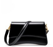 Bolso de mano de piel auténtica de alta calidad con diseño minimalista y estilo de moda de París para mujer, bolso clásico para debajo del brazo para mujer 22x13x7 negro