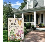 Bandera de jardín de primavera, bandera floral de lino de doble cara, decoración para exteriores, bandera de Hola Primavera, decoración de bienvenida para el hogar, porche, patio, casa de campo 30x45cm C
