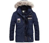 Chaqueta de plumón de invierno para hombre Chaqueta con cuello de piel grande, cálida y gruesa M
