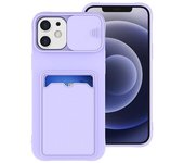 Funda deslizante para tarjeta de protección de cámara, funda de teléfono para Iphone 14, 12, 11, 13 Pro Max, X, Xr, Xs, 6, 7, 8 Plus, Mini Se, funda tipo billetera de silicona suave For iPhone 6 6S rojo