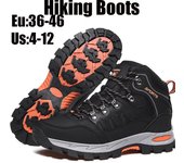 Botas de cuero de invierno para hombre, zapatos de senderismo de caña alta, zapatos de senderismo ligeros resistentes al desgaste 36 negro