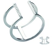 Bague ouverte argent 'Sissi' blanc argenté (rhodié) - 13 mm 52 blanco