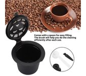 4 unidades Filtro de cápsulas de café recargables en plástico y en acero inoxidable con cepillo de limpieza