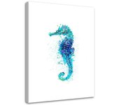 Cuadros en Lienzo Caballito de mar acuarela 40x60 azul