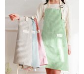 Delantal de cocina sencillo y moderno con rayas pequeñas y frescas, antiincrustante, para mujer, accesorio de cocina, para cafetería, restaurante, floristería, monos 65x70cm rojo
