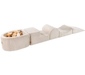 Parque de juegos de espuma con piscina de bolas pequeña MeowBaby® Zona de juegos para niños, 250x45x30 cm, Pana, Crudo 250x45x30 cm