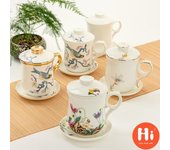 Taza de té de porcelana china con tapa y filtro, ideal para la oficina, de cerámica pintada a mano, ideal para el hogar o el kung fu.