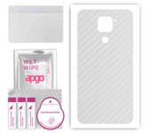 apgo Protective Skin Sticker for the back compatible with Xiaomi Redmi Note 9, Wrap Film, Foil, Vinyl - Pattern Transparent Carbon