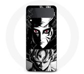 Coque Samsung Galaxy Z Flip3 Sangoku Naruto Luffy one piece Dragon Ball Z fond noir et blanc, anime manga