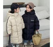 Chaqueta de algodón para niños de 2 a 10 años en la sección larga Chaqueta gruesa para niños y niñas Chaqueta acolchada de algodón para bebés de invierno nueva 100cm negro