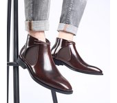 Botas cortas de moda para hombre, botas Chelsea clásicas vintage, botines para hombre, zapatos casuales de cuero para hombre, zapatos planos de tallas grandes 6 negro