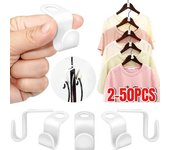 2-50 piezas de mini ganchos para colgar, organizador multifunción en cascada de plástico para dormitorio, armario, ahorro de espacio de almacenamiento, gancho para abrigos 2PCS azul