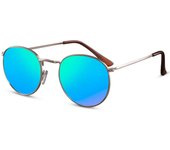 Gafas de sol redondas pequeñas con lentes de espejo azul, elegantes, accesorios de moda para mujer L2155