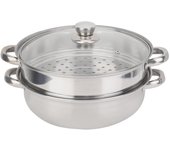 Olla de vapor de acero inoxidable de 27 cm/11 pulgadas y 2 capas para baño maría, sopa y vapor L