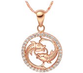 Collar con colgante de circonita y doce constelaciones en color oro rosa, joyería femenina Aries oro rosa