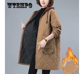Chaqueta acolchada de algodón para mujer, chaqueta acolchada de algodón cálida y holgada de talla grande informal de longitud media con capucha para invierno XXXL