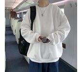 Sudadera unisex de algodón liso de alta calidad para otoño e invierno, informal, gruesa y pesada, para hombre M blanco