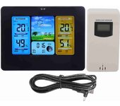 Estación meteorológica digital inalámbrica LCD con reloj, termómetro y humedad para interiores y exteriores. (Negro)