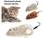 Juguete para gatos con forma de ratón realista, juguete entretenido para aliviar el aburrimiento, mecanismo de relojería interactivo, juguete de peluche de gato, suministros para mascotas marrón