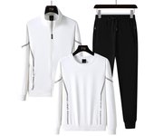 Conjuntos de correr de algodón de otoño para hombre con capucha + chaqueta + pantalones largos conjuntos de 3 piezas ropa deportiva de chándal para hombre M
