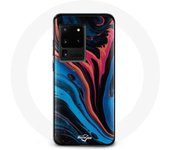 Coque pour Samsung Galaxy S20 Ultra Texture abstraite bleu noir rouge
