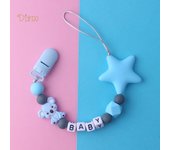 TOYS & TOTS Koala Star Beads Pulsera mordedor de silicona Chupete para la dentición Cadena con clip para chupete one size