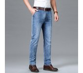 Pantalones vaqueros de moda para hombre, sección delgada, holgados, rectos, informales, elásticos, para hombres de mediana edad, para papá 29