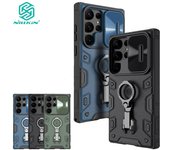 Funda Nillkin CamShield Armor Pro para Samsung Galaxy S23 Ultra, funda para teléfono, soporte para anillo, deslizador de cámara, protección pesada, cubierta trasera a prueba de golpes Samsung S23 Ultra negro