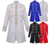 Halloween Hombres Invierno Cálido Vintage Tailcoat Chaqueta Abrigo Outwear Botones Abrigo XXXL blanco