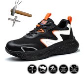 Zapatos de seguridad con punta de acero antigolpes, botas de seguridad para el trabajo para hombres, zapatos de trabajo a prueba de perforaciones, zapatillas de trabajo resistentes al desgaste para trabajos de construcción 37 negro