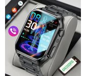 SACOSDING Reloj inteligente NFC + ECG + PPG, llamada Bluetooth, infrarrojo automático, oxígeno en sangre, frecuencia cardíaca, presión arterial, monitoreo de salud, reloj impermeable negro