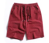Pantalones de algodón de cinco puntos para hombre, pantalones cortos a rayas, pantalones de pijama sueltos para hombre, pantalones deportivos, pantalones de casa, cintura elástica de marea L negro