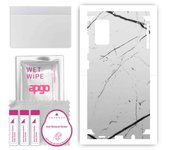 apgo Protective Skin Sticker for the back+sides compatible with Samsung Galaxy A41, Full Wrap Film, Foil, Vinyl - Pattern White Marble