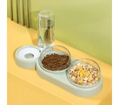 Comedero automático para gatos y mascotas, cuenco para comida para perros y gatos con fuente de agua, cuenco doble para beber, plato elevado para gatos None azul