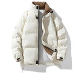 Parka acolchada gruesa y cálida para hombre, chaqueta con dibujo de almazuela, ropa de calle, abrigo de gran tamaño Harajuku, prendas de vestir Unisex XL blanco
