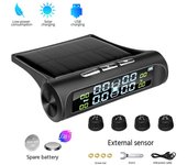 Monitor de presión de neumáticos para automóvil con energía solar TPMS Sistema de monitoreo de alarma de presión de neumáticos para automóvil Sistemas de alarma de seguridad para automóviles Kit de sensor de presión de neumáticos 6 modos