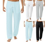 Pantalones con cordones y cintura elástica para hombre, pantalones de pierna ancha y recta con cordón, pantalones de chándal holgados informales 2XL negro