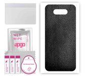 apgo Protective Skin Sticker for the back compatible with LG K31 Rebel, Wrap Film, Foil, Vinyl - Pattern Black Leather