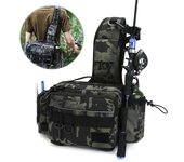 Riñonera de pesca multifuncional, bolsa para guardar señuelos de pesca, equipo de pesca, bolsa para deportes al aire libre, bolso bandolera de un solo hombro. negro