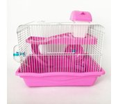 Jaula transparente grande para mascotas con forma de Villa de doble capa para alimentación de hámster sirio L azul